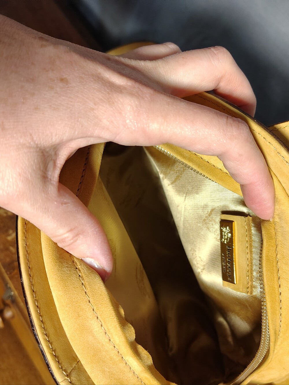 Burberry Tan Suede Half-Moon Crossbody with Tassel Charm - Picture 9 of 12